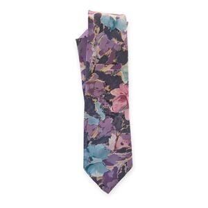 Surreys Sophisticates Necktie Made in USA Purple Mauve Floral 80s Formal